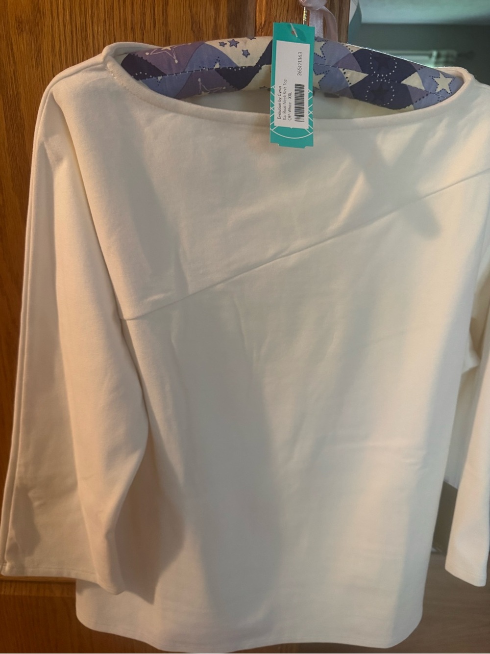 Revolution Cream Asymmetric Seam Boatneck Long Sleeve Top